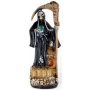 RESINA ARTESANAL | Imagen Santa Muerte 45 cm. Belen o Guardian (Negra) (c/ Amuleto Base)