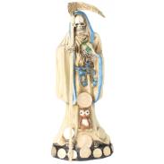 RESINA ARTESANAL | Imagen Santa Muerte C/ Monedas 30 cm. (Hueso) (c/ Amuleto Base) - Resina. Artesanal puede variar color de los detalles