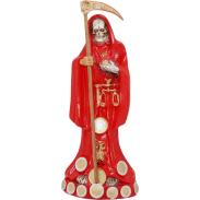 RESINA ARTESANAL | Imagen Santa Muerte C/ Monedas 30 cm. (Roja) (c/ Amuleto Base)Artesanal Puede Variar el color y forma de los detalles- Resina(has)