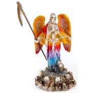 RESINA ARTESANAL | Imagen Santa Muerte con Alas sobre Calaveras 30 cm 12 inch  (7 Colores) (c/ Amuleto Base) - Resina