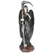 RESINA ARTESANAL | Imagen Santa Muerte con Alas y Rosa 70 cm (Negra) (c/ Amuleto Base) - Resina, Artesanal