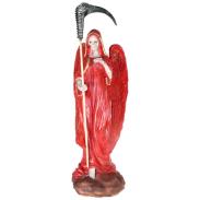 RESINA ARTESANAL | Imagen Santa Muerte con Alas y Rosa 70 cm (Roja) (c/ Amuleto Base) - Resina, Artesanal