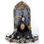 RESINA ARTESANAL | Imagen Santa Muerte con Lapida 27 cm 11 inch (Negra)  Artesanal puede variar el color y la forma de los detalles  Resina - Resina