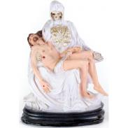 RESINA ARTESANAL | Imagen Santa Muerte Piadosa 25 cm 10 inch (Blanca) (c/ Amuleto en Base) - Resina