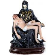 RESINA ARTESANAL | Imagen Santa Muerte Piadosa 25 cm 10 inch (Negra) (c/ Amuleto en Base) - Resina