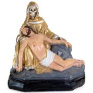 RESINA ARTESANAL | Imagen Santa Muerte Piadosa 32 x 32 cm (Dorada) (c/ Amuleto en Base) - Resina