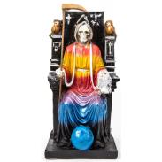 RESINA ARTESANAL | Imagen Santa Muerte sobre Trono Imperial 22 cm (7 Colores) (c/ Amuleto Base) - Resina