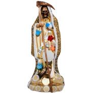 RESINA ARTESANAL | Imagen Santa Muerte Vestida 30 cm (Dorada) (c/ Amuleto Base) - Resina