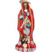RESINA ARTESANAL | Imagen Santa Muerte Vestida 30 cm (Roja) (c/ Amuleto Base) - Resina
