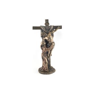 RESINA DORADO VIEJO | Imagen Jesus en la Cruz c/ S. Francisco 28 cm (Dorado Viejo)