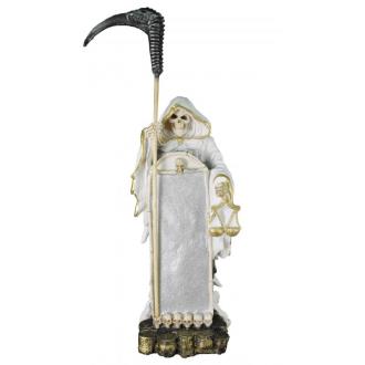 RESINA ARTESANAL | Imagen Santa Muerte Monge Espejo 65 cm (Blanco) (c/ Amuleto Base) Artesanal pude Variar el Color y la Forma de los detalles  - Resina