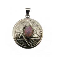 VARIOS ORIGENES DEL MUNDO | Amuleto Estrella 6 Puntas Atrae y Repele Opalo Rosa c/ Tetragramaton 3.5 cm