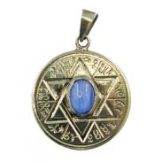 VARIOS ORIGENES DEL MUNDO | Amuleto Estrella 6 Puntas Atrae y Repele Piedra Azul c/ Tetragramaton 3.5 cm
