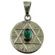 VARIOS ORIGENES DEL MUNDO | Amuleto Estrella 6 Puntas Atrae y Repele Piedra Verde con Tetragramaton 2.5 cm