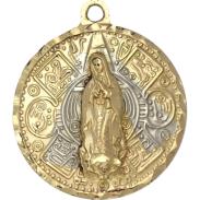 PROTECCION Y ENERGETICOS | Amuleto Guadalupe con CalendarioTumbaga 2 Metales 3.5 cm