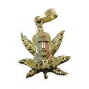 PROTECCION Y ENERGETICOS | Amuleto Malverde Busto sobre Hoja Tumbaga Dorado 3.5 cm