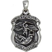 COLGANTES PLATA Y GOLD FILLED | Amuleto Plata Arcangel Miguel Protector (Saint Michael Protectus) 2.0 x 3.0 cm