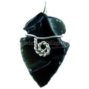 COLGANTES VS. ORIGENES | Amuleto Punta Flecha Obsidiana (Fuerza y Virilidad) (Engarce Plata)