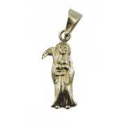 VARIOS ORIGENES DEL MUNDO | Amuleto Santa Muerte Tumbaga Plana Dorada 2,5 cm