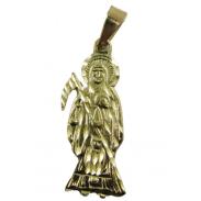 VARIOS ORIGENES DEL MUNDO | Amuleto Santa Muerte Tumbaga Plana Dorada 3 cm