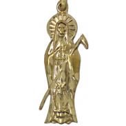 VARIOS ORIGENES DEL MUNDO | Amuleto Santa Muerte Tumbaga Plana Dorada 4.5 cm