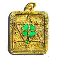VARIOS ORIGENES DEL MUNDO | Amuleto Trebol de 4 Hojas (Metal Dorado) (Suerte, Dinero, Amor...) (Incluye Instrucciones)