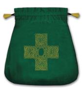 BOLSAS TAROT | Bolsa Tarot Terciopelo Verde 20,5 x 20 cm (Motivo Cruz Celta) *