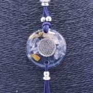 COLGANTES Y COLLARES ENERGETICOS | Collar Orgon Flor de la Vida Azul con Abalorios (3,7 cm Ajustable)