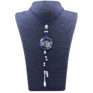 COLGANTES Y COLLARES ENERGETICOS | Collar Orgon Om Azul con Abalorios (3,7 cm Ajustable)