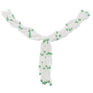 COLLARES MAZO | Collar Santeria Mazo Obatala Alagema (Simple) (Blanco c/ Verde)  (140 a 160 cm)