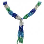 COLLARES MAZO | Collar Santeria Mazo Yemanja Ibu Akinomi (Simple) (Azul-Celeste-Cristal y Verde) (140 a 160 cm)