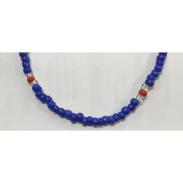 COLLARES SIMPLES 1 VUELTA | Collar Santeria Yemanja Olokun (Azul  21 + Crital Rojo Crital) (1 V) (110 cm)
