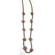 COLLARES | Collar Trenzado Esferas Rosas y Verdes 48 cm (HAS)
