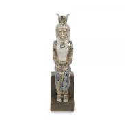 RESINA | Egipcio Resina Figura Reina Egipcio Sentada 30 x 10.5 x 7 cm (Dorado y Plateado)