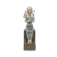 RESINA | Egipcio Resina Figura Rey Egipcio Sentado 34.5 x 12.5 x 10 cm (Dorado y Plateado)