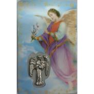 ESTAMPAS RELIGIOSAS | Estampa con Medalla Arcangel Gabriel 5.5 x 8.5 cm.