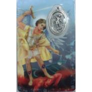 ESTAMPAS RELIGIOSAS | Estampa con Medalla Arcangel Miguel 5.5 x 8.5 cm.