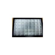 EXPOSITORES | Expositor Caja Tapa Vidrio Base Negro con Cierre 24 x 38.5 cm (40 Compartimientos - Ideal Piedras)