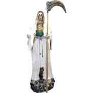 RESINA ARTESANAL PREMIUM | Imagen Santa Muerte 180 cm 70 inch (Blanca) (c/ Amuleto Base) - Resina
