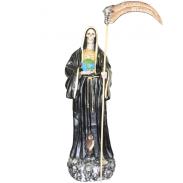RESINA ARTESANAL PREMIUM | Imagen Santa Muerte 180 cm 70 inch (Negra)  (c/ Amuleto Base) - Resina