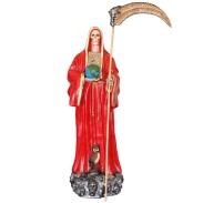 RESINA ARTESANAL PREMIUM | Imagen Santa Muerte 180 cm 70 inch (Roja) (c/ Amuleto Base) - Resina