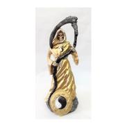 RESINA ARTESANAL | Imagen Santa Muerte 48 cm. Horoscopo Yin Yang (Dorada) (c/ Amuleto Base) - Resina