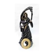 RESINA ARTESANAL | Imagen Santa Muerte 48 cm. Horoscopo Yin Yang (Negra) (c/ Amuleto Base) - Resina