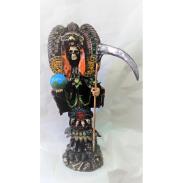 RESINA ARTESANAL PREMIUM | Imagen Santa Muerte Azteca Aguila  84 cm 33 inch (c/ Amuleto Base) - Resina