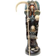RESINA ARTESANAL PREMIUM | Imagen Santa Muerte Azteca Jaguar 110 cm 43 inch (c/ Amuleto Base) - Resina