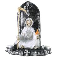 RESINA ARTESANAL | Imagen Santa Muerte con Lapida 27 cm 11 inch (Blanca)  - Artesanal puede variar el color y la forma de los detalles  Resina