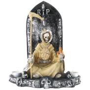 RESINA ARTESANAL | Imagen Santa Muerte con Lapida 27 cm 11 inch (Hueso) (Artesanal puede variar el color y la forma de los detalles  Resina