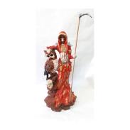 RESINA ARTESANAL | Imagen Santa Muerte Emplumada (Roja) 56 cm - Artesanal puede variar el color u la forma de los detalles - Resina
