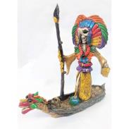 RESINA ARTESANAL | Imagen Santa Muerte en Barca Azteca Aguila 30 x 30 cm (Dorada) - Artesanal puede variar el color y forma de los detalles - Resina