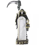 RESINA ARTESANAL | Imagen Santa Muerte Monge Espejo 65 cm (Negra) (c/ Amuleto Base) Artesanal pude Variar el Color y la Forma de los detalles  - Resina